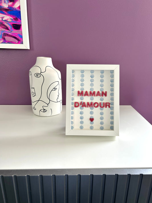 Petit cadre déco "Maman d'amour" personnalisé