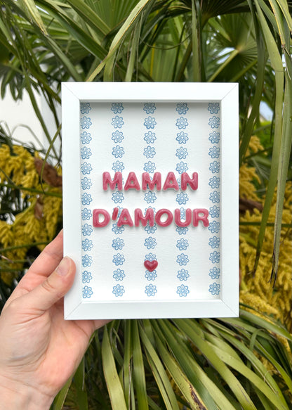 Petit cadre déco "Maman d'amour" personnalisé