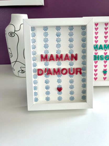 Petit cadre déco "Maman d'amour" personnalisé