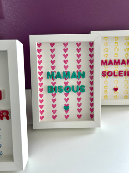 Petit cadre déco "Maman bisous" personnalisé