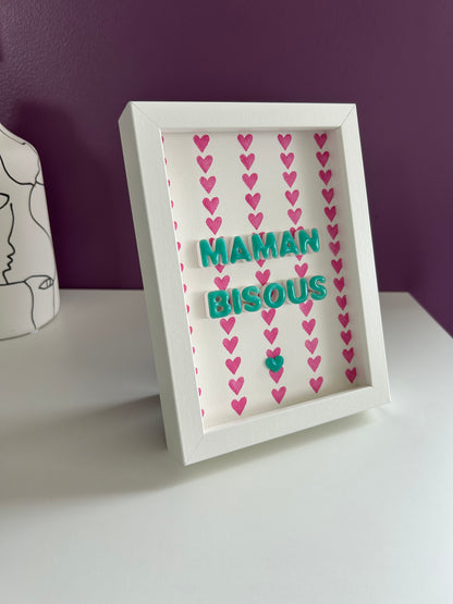 Petit cadre déco "Maman bisous" personnalisé