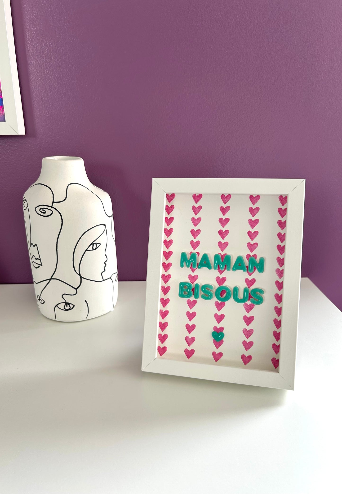 Petit cadre déco "Maman bisous" personnalisé