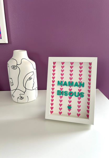 Petit cadre déco "Maman bisous" personnalisé