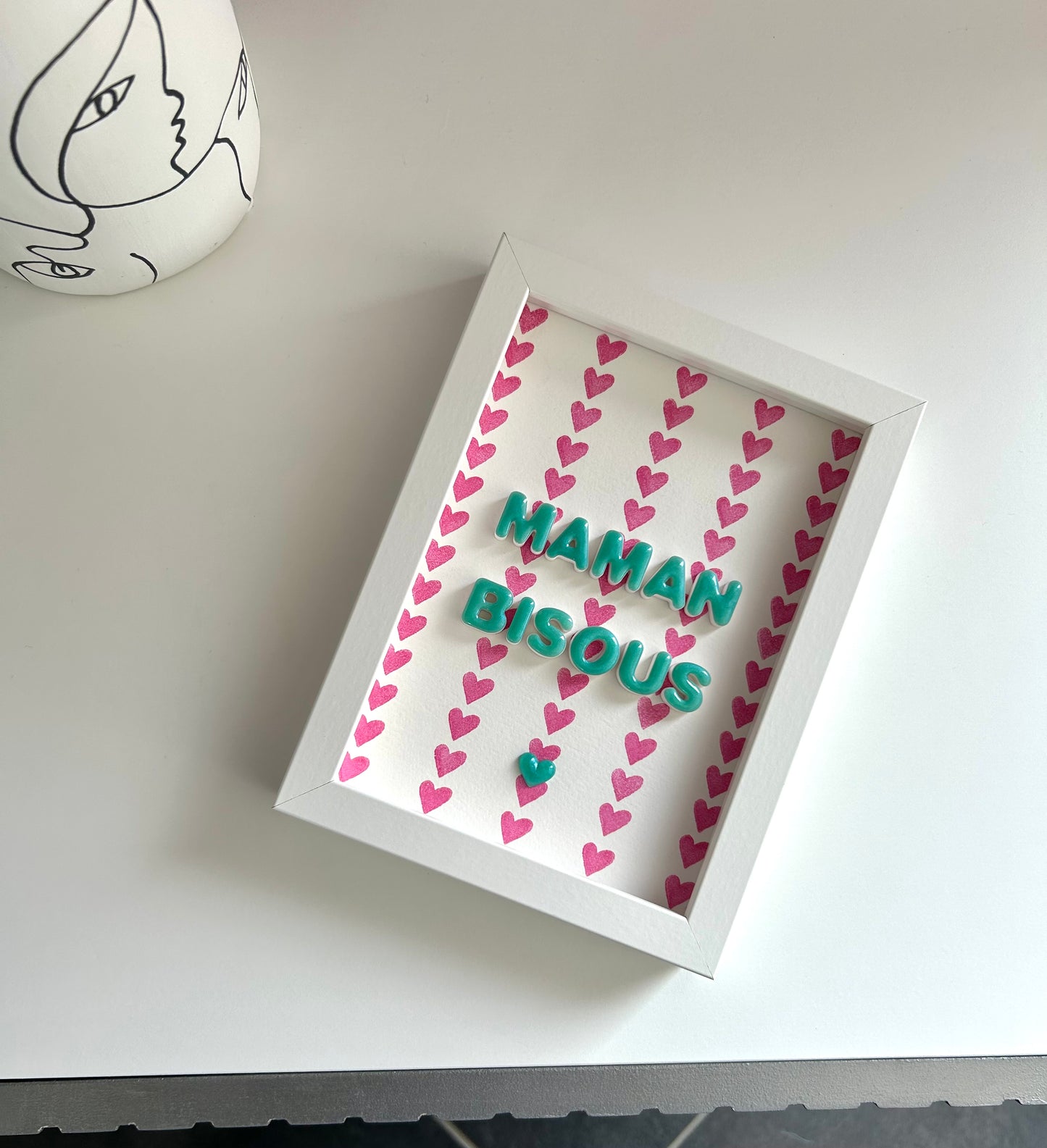 Petit cadre déco "Maman bisous" personnalisé