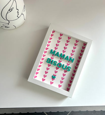 Petit cadre déco "Maman bisous" personnalisé