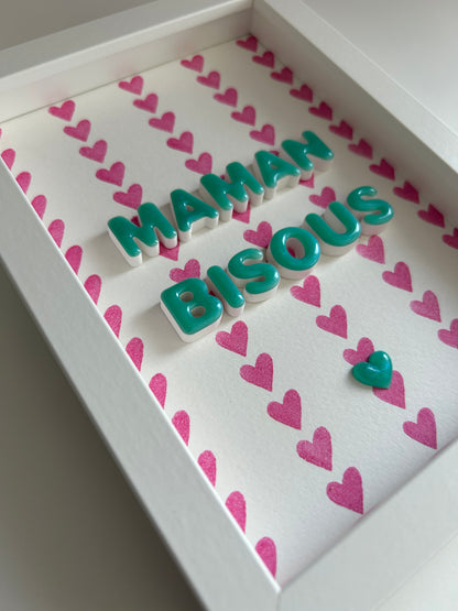 Petit cadre déco "Maman bisous" personnalisé